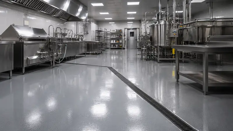 Food processing facility flooring built for hygiene and durability